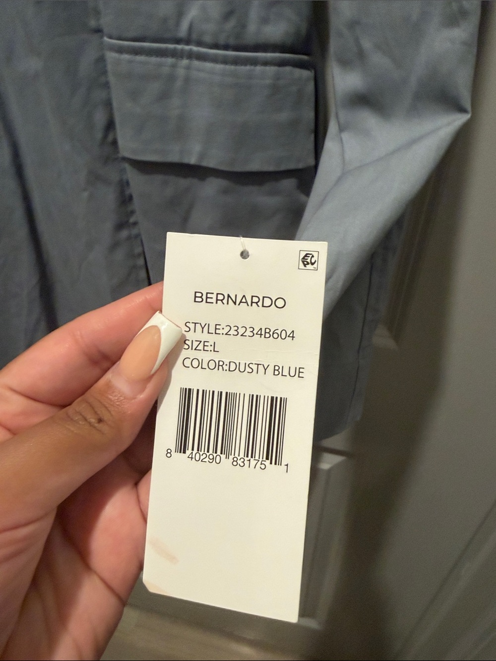 Bernardo Cotton Twill Trench Coat in Dusty Blue | Lightweight Trench Coat | Sz L - Picture 4 of 7